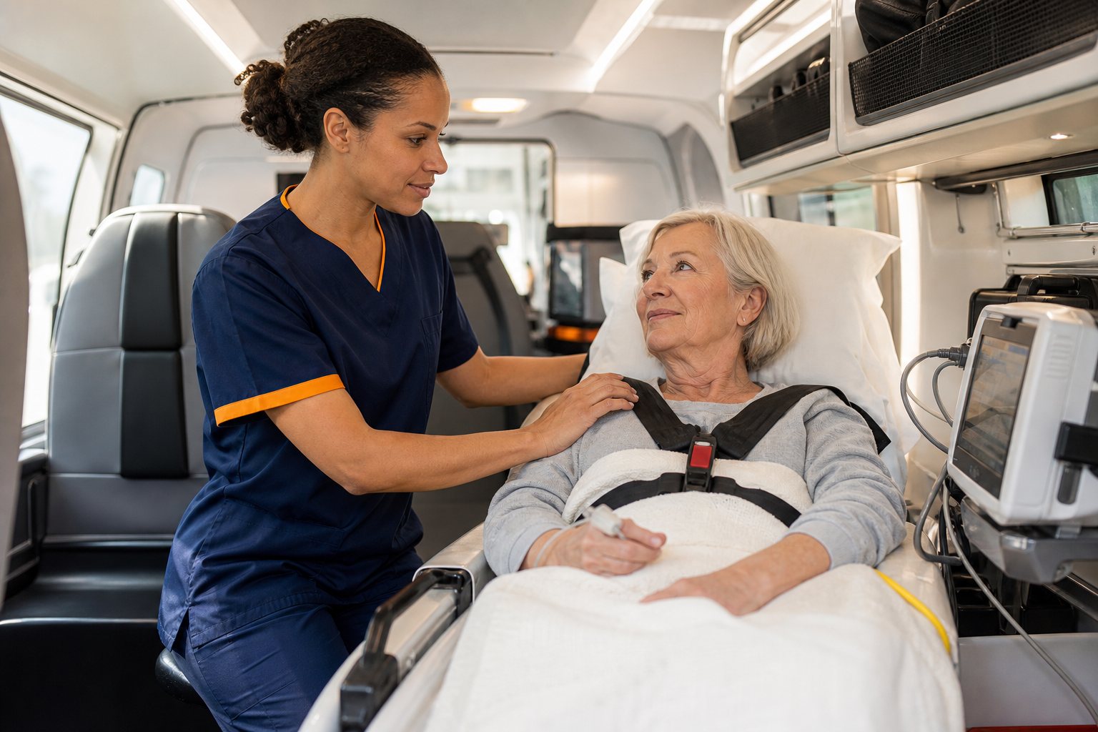 CienOne nurse monitoring a patient on board